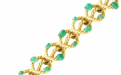 Gold and Cabochon Emerald Bracelet