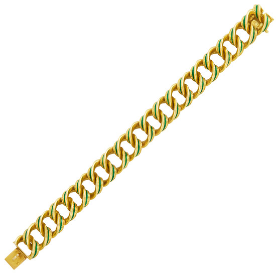 Gold and Enamel Curb Link Bracelet, Rey-Coquais et Cie for Hermès, Paris