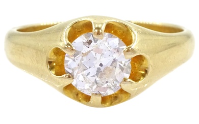 Gold single stone old cut diamond ring