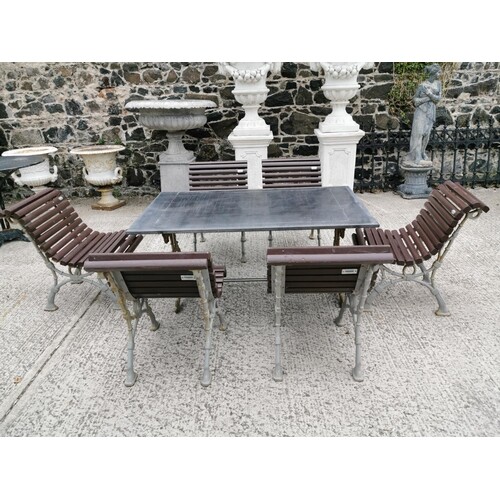 Good quality cast iron garden table {68 cm H x 150 cm W x 90...