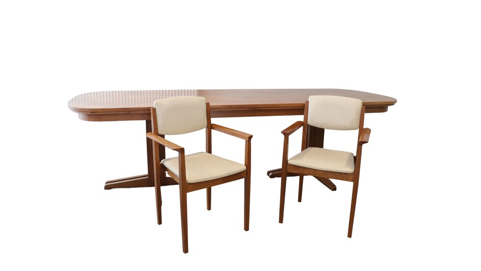 Grande table et chaises (6) design en bois claire.