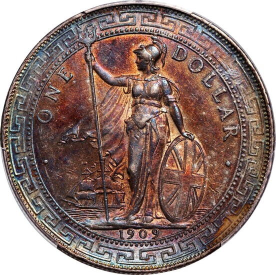 Great Britain, silver trade dollar, 1909-B