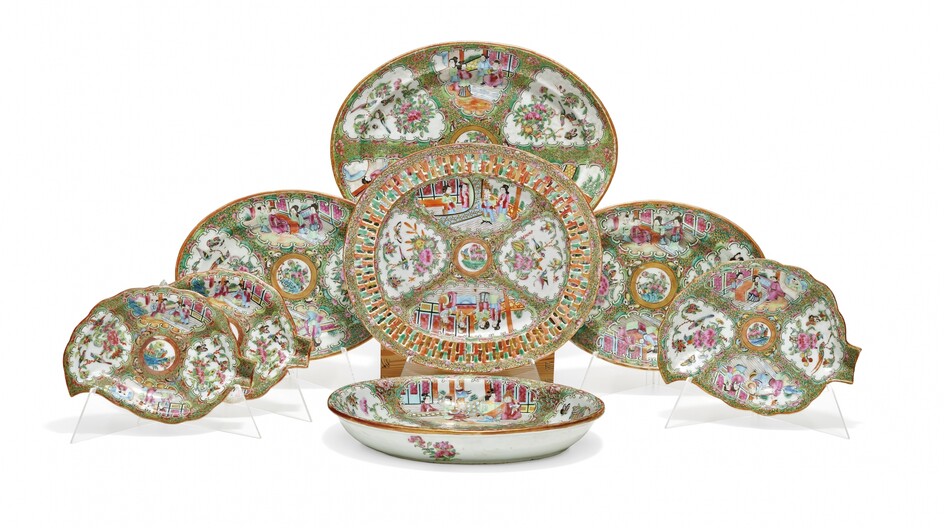 Group of eight Famille Rose serving dishes China, second half of 19th Century