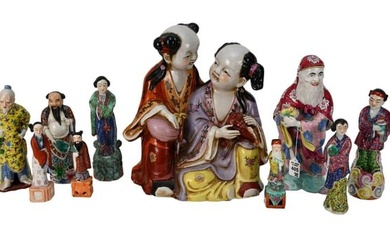 Grouping of 10 Vintage Chinese Porcelain Figurines - Grouping of 10 Chinese porcelain figural