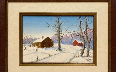 Gunnerson, Oscar (1884-1962) untitled winter farm, oil