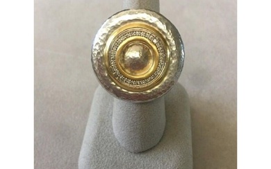 Gurhan Sterling Silver, 24k Gold Diamond Moon Beam Ring***>>&>>//