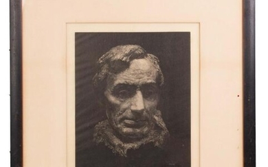 Gutzon Borglum's Head of Abraham Lincoln Engraving