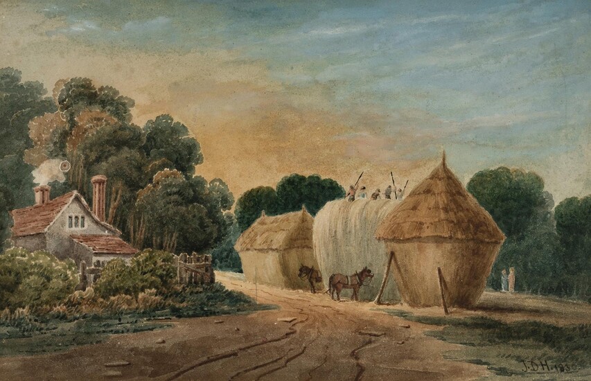 HARDING James Duffield (British 1798-1863), Building a Hayrick, 1830., W/Cl