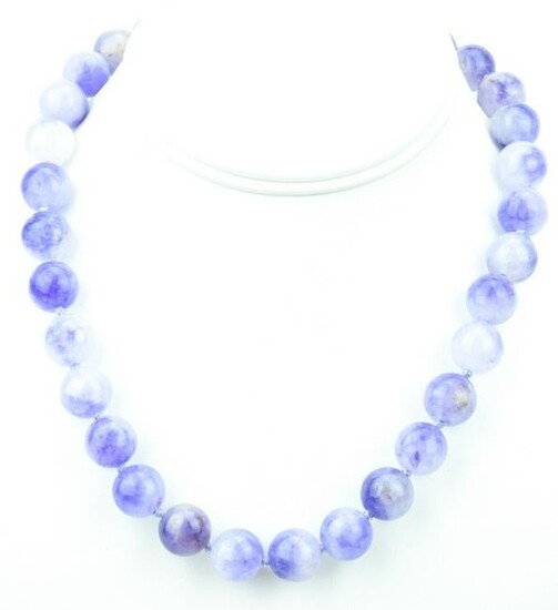 Hand Knotted Lavender Jade Necklace Strand