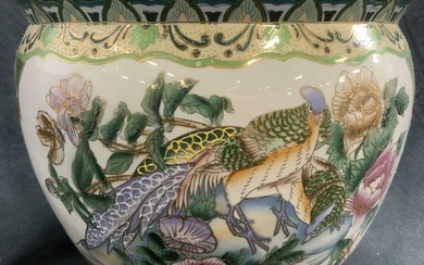 Hand Painted Asian Porcelain Planter Vessel