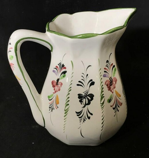 Hand Painted & Signed Ceramic Pitcher, Portugal