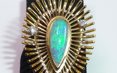 Handcrafted Australischer Voll-Opal - Ring - 18 kt. Yellow gold Diamond (Natural)
