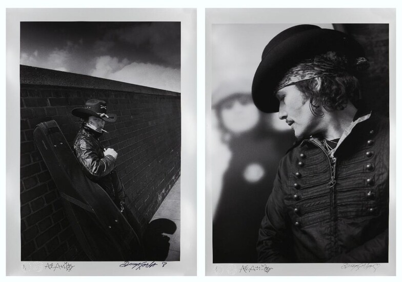 Hannah Domagala, British b.1976- Adam Ant in two poses; photographic prints on satin paper both numbered 1/1 and signed by the artist with her blindstamp, and signed by Adam Ant, sheet 83.7 x 59.4 cm (unframed) (2) Note: Hannah Domagala is a London...