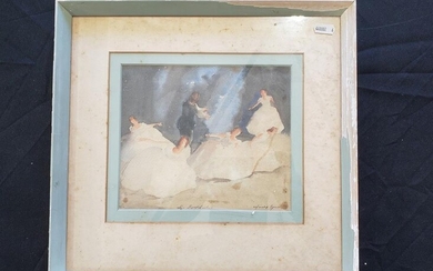 Harold Byrne "Ballet Rehearsal"watercolour (AF), 35 x 37cm (frame), signed