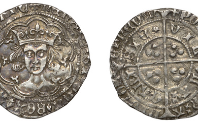 Henry VI (First reign, 1422-1461), Pinecone-Mascle/Rosette-Mascle mule , Groat, Calais, mm. crosses...