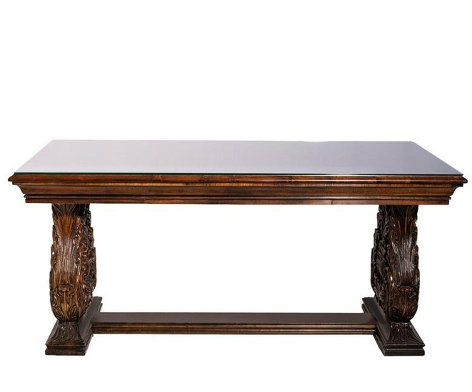 Hickory White Carved Library Table/Desk