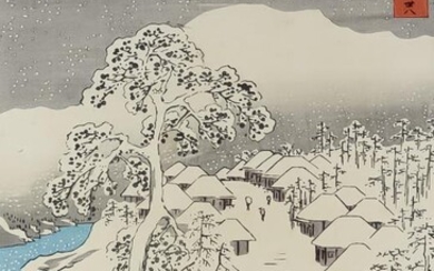 Hiroshige Ando (1797-1858) - Woodcut in colours - Snow...
