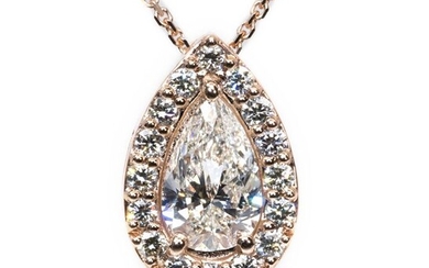 IGI CERTIFICATE - 18 kt. Pink gold - Necklace with pendant - 0.72 ct Diamond - Diamonds