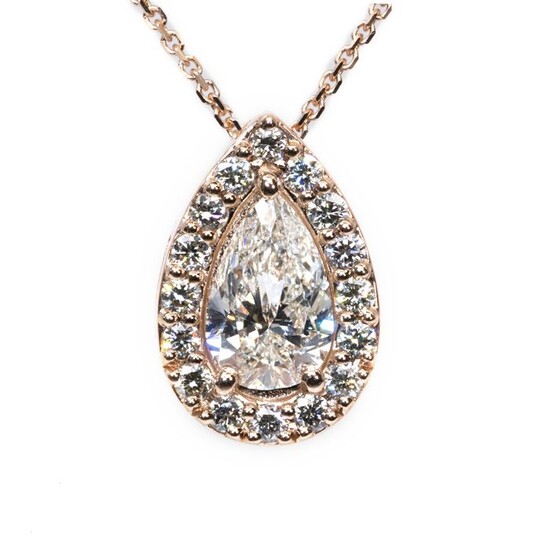 IGI CERTIFICATE - 18 kt. Pink gold - Necklace with pendant - 0.72 ct Diamond - Diamonds