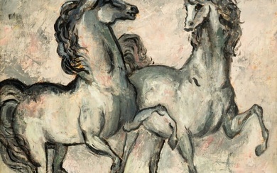 IN THE MANNER OF GIORGIO DE CHIRICO "TWO HORSES".