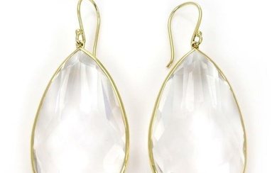 Ippolita Clear Quartz 18k Yellow Gold Large Pear Shape Hook Dangle Earrings