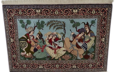 Isfahan - Figural tapestry - With silk content - Signed - 165 cm - 111 cm