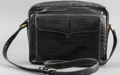 Italian Lana Marks Black Crocodile Handbag
