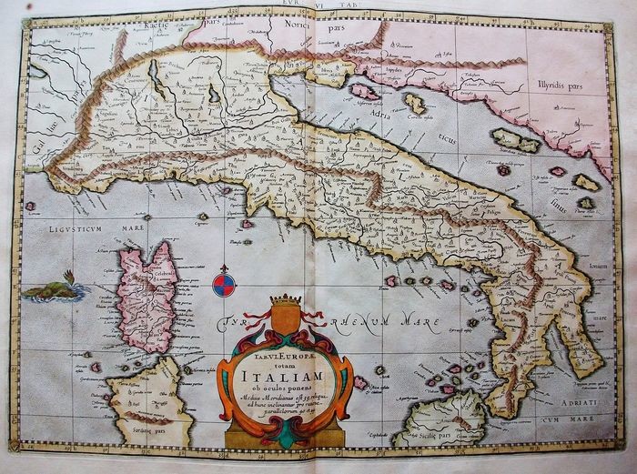 Italy, Sicilia, Sardegna; G. Mercator / Franciscus Halma / (C. Ptolemy) / L. Strick - Tab VI Europae, Totam Italiam Ob Oculos Ponens - 1681-1700