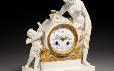 J.E. Caldwell parcel gilt white bisque table clock