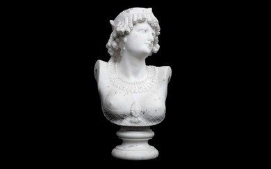 JEAN-BAPTISTE CLESINGER (FRENCH, 1814-1883): A SMALL MARBLE BUST OF CLEOPATRA