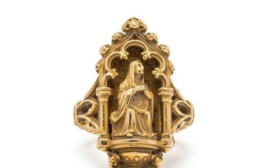 JULES & LOUIS WIESE, GOTHIC REVIVAL, YELLOW GOLD RING