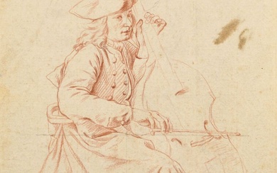 Jan Josef HOREMANS l'aîné (Anvers, 1682-1759) Deux études de violoncelliste (recto-verso) Sanguine. Coin manquant en...