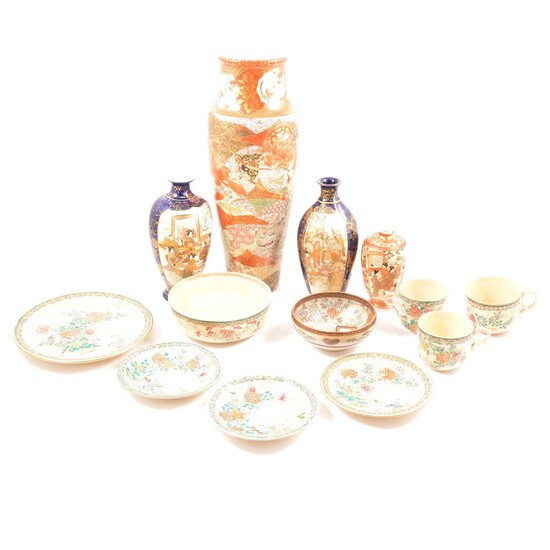 Japanese porcelain vase, and a small collection of Satsuma ware.