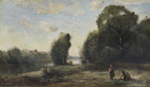 Jean-Baptiste-Camille Corot (French, 1796-1875), Prairie au bord d'une rivière