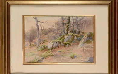 Joseph-Clément-Maxime JEANNOT (1855-?) Forêt de Fontainebleau Aquarelle Situé...