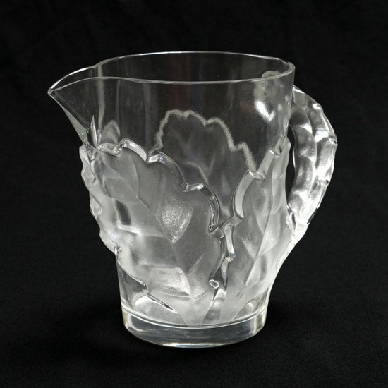 LALIQUE "CHENE" CRYSTAL PITCHER