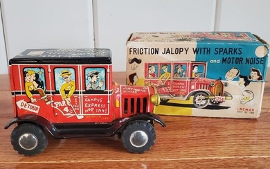 LINE MAR TIN FRICTION VEHICLE JALOPY WITH SPARKS & MOTOR NOISE J-250 Made In Japan