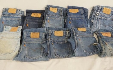 LOT OF 10 PAIRS OF VINTAGE USA MADE LEVI'S JEANS W/