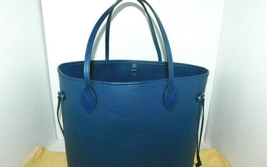 LOUIS VUITTON NEVERFULL MM Epi Blue Shoulder Tote Bag