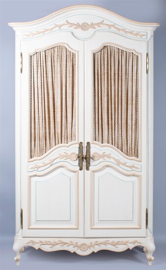 LOUIS XV PROVINCIAL STYLE WHITE PAINTED ARMOIRE