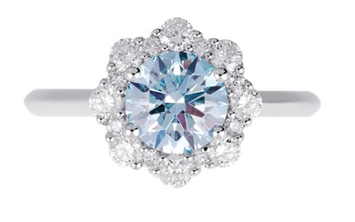 Lab Grown Diamond Jewellery - - Ring White gold Blue Diamond (Lab-grown) - Diamond