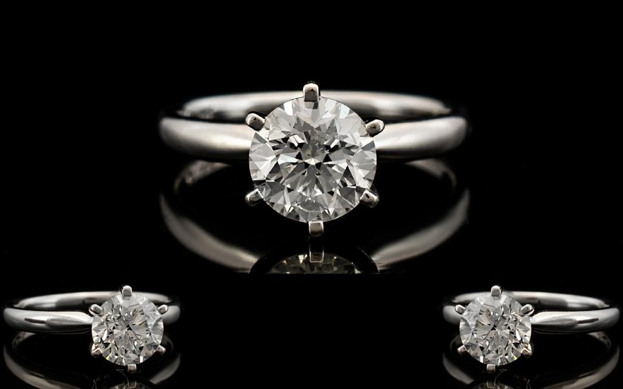 Ladies Superb 14ct White Gold Single Stone Diamond Ring, Con...