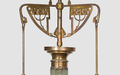 Jugendstil ceiling lamp; first third of the 20th century, Frosted,...