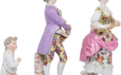 Large 8 1/2" Pair of Meissen Porcelain Figures and a German Porcelain Figure