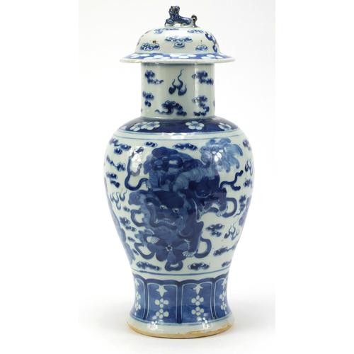 Large Chinese blue and white porcelain baluster vase