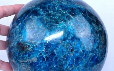 Large First Quality Intense Deep Blue-Greenish Apatite Sphere - 170×170×170 mm - 8667 g