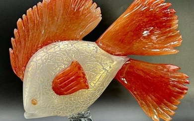 Large Murano Glass Opalescent Fish Sculpture