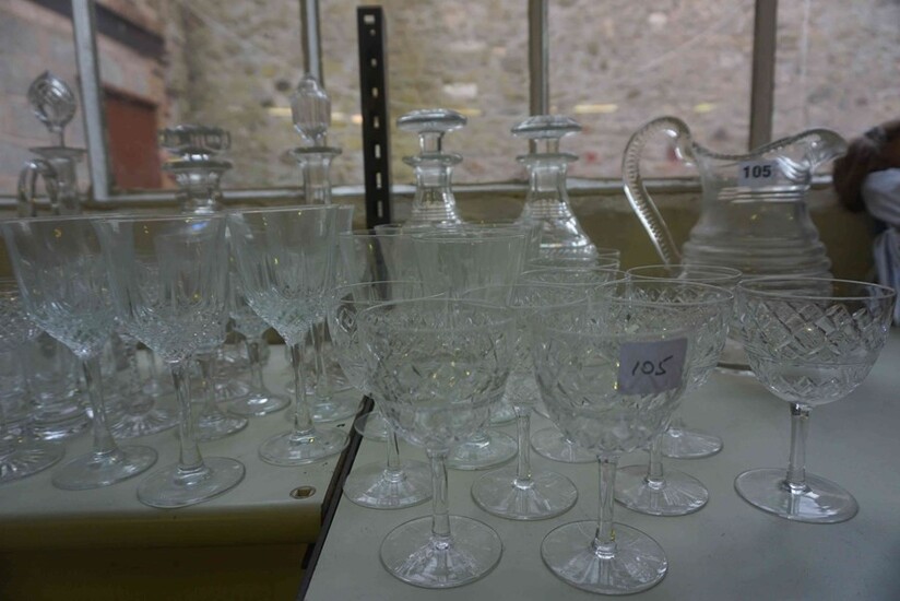 Large Quantity of Crystal and Glass Wares, To include decanters, jug, crystal glasses etc