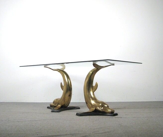 Large sculptural dining table, 1970s, dolphins