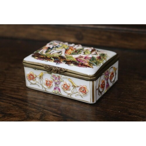 Late 19th century Italian Naples porcelain box and cover dec...